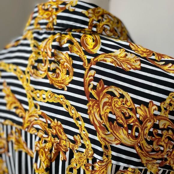 Walter Baker Button Front Shirt Dress Stripe Chain Filagree 6 - Picture 5 of 7